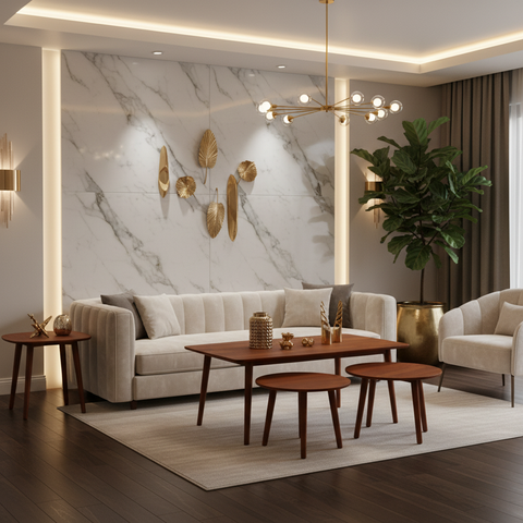 Mahogany Coffee Table Set IH 808 | 1+2 Piece | 120x60x45 & 60x60x45 cm