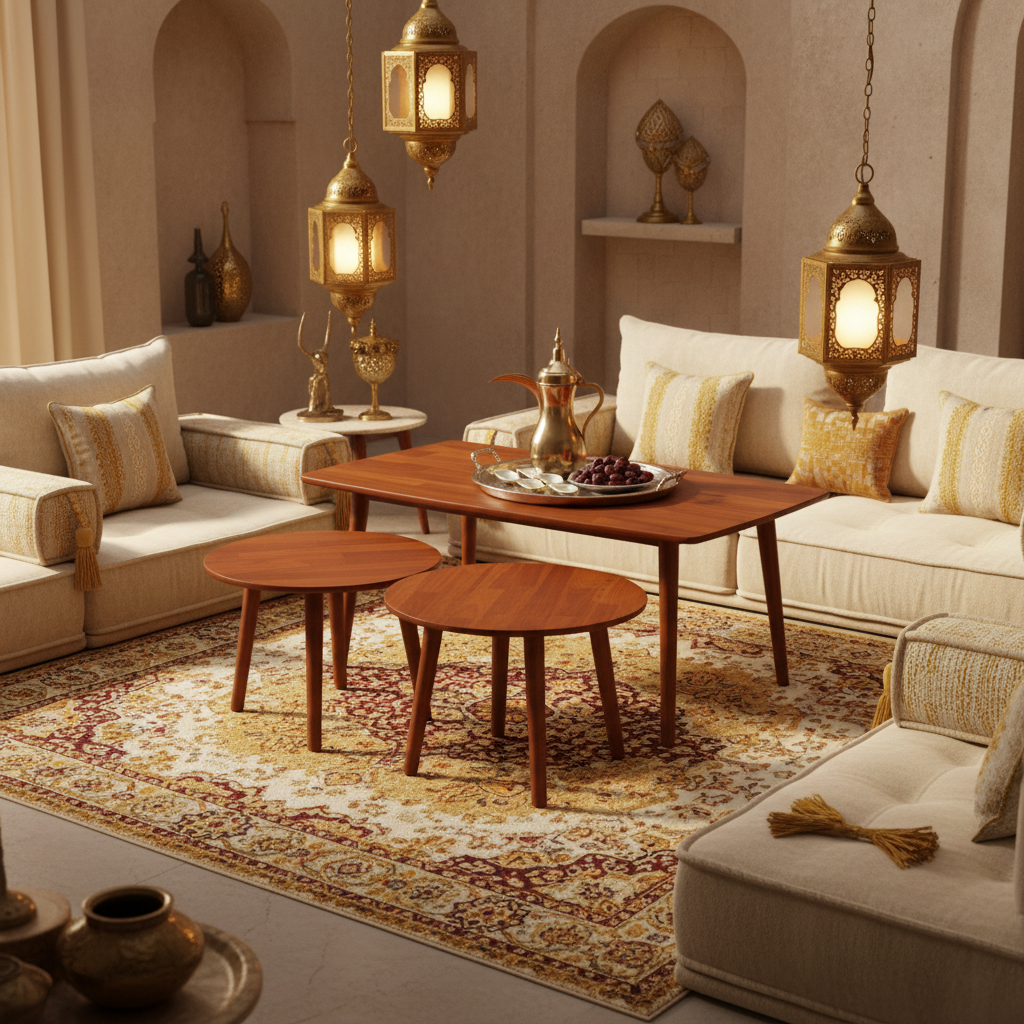 Mahogany Coffee Table Set IH 808 | 1+2 Piece | 120x60x45 & 60x60x45 cm