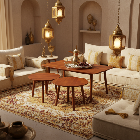 Mahogany Coffee Table Set IH 808 | 1+2 Piece | 120x60x45 & 60x60x45 cm