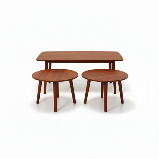 Mahogany Coffee Table Set IH 808 | 1+2 Piece | 120x60x45 & 60x60x45 cm