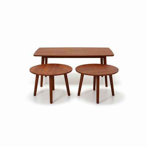 Mahogany Coffee Table Set IH 808 | 1+2 Piece | 120x60x45 & 60x60x45 cm