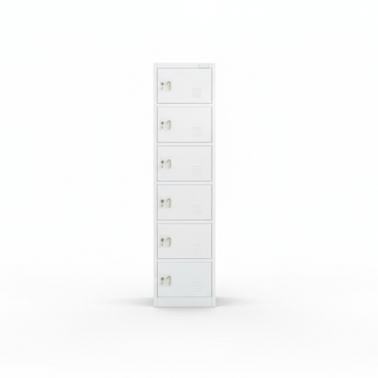 INFINI HOMES 6 Tier Metal Steel Storage Locker Cabinet with Plastic Handle (Grey, 45L X 40W X 183H, 6 Door)