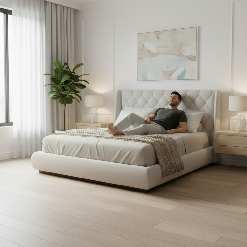 Premium Upholstered Platform Bed 150x190cm - Dubai Abu Dhabi UAE Delivery