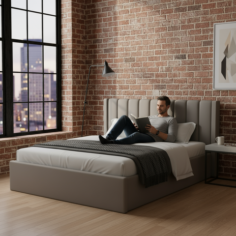 Queen Upholstered Platform Bed 160x190cm - Premium Bedroom Furniture UAE | INFINI HOMES