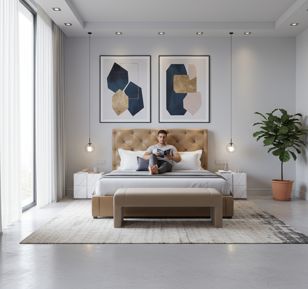 Premium Queen Wooden Bed 160x190cm - Dubai Abu Dhabi Sharjah UAE Delivery