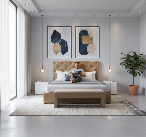 Premium Queen Wooden Bed 160x190cm - Dubai Abu Dhabi Sharjah UAE Delivery