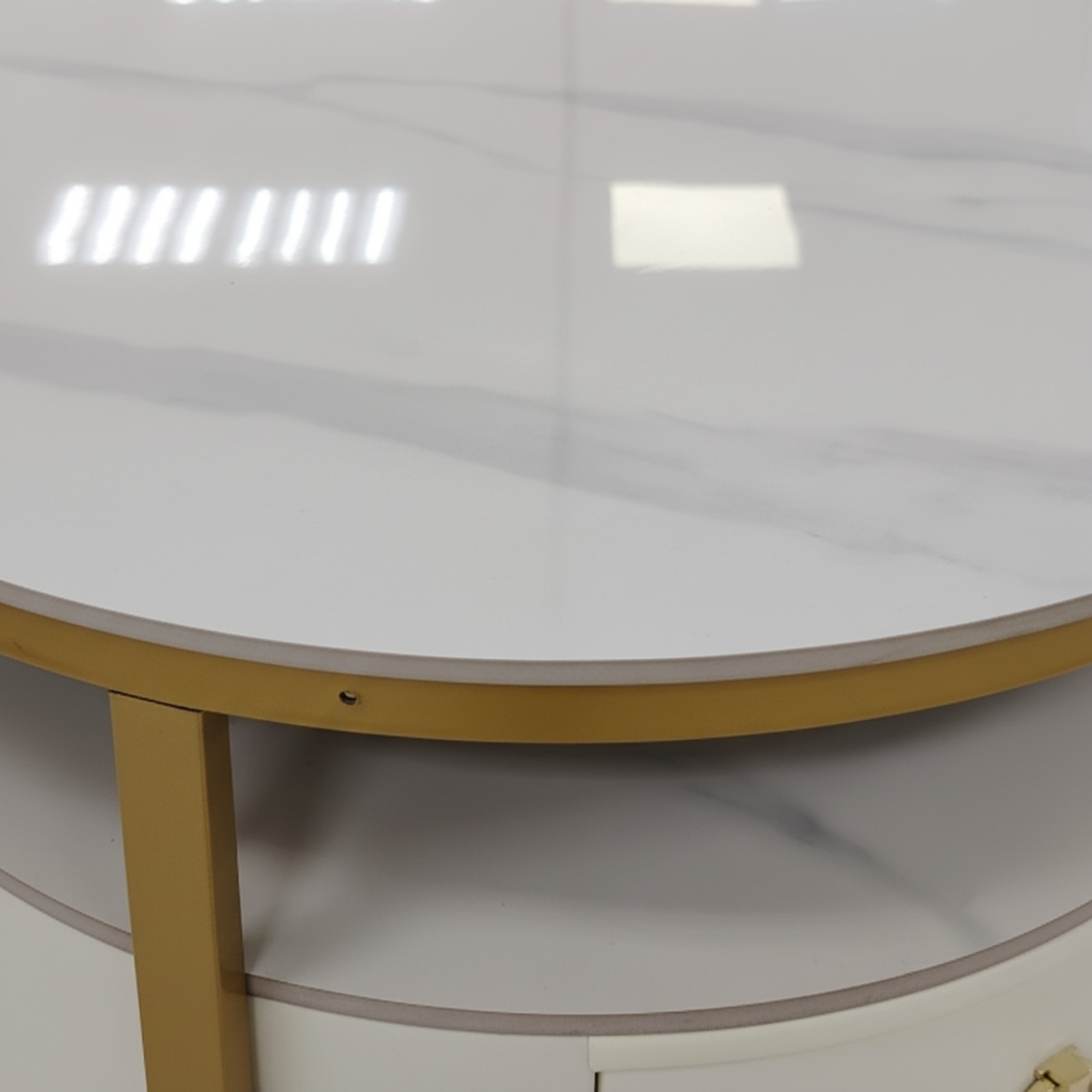 Sintered Stone Coffee Table Set (1+1) | White & Gold | IH 9002