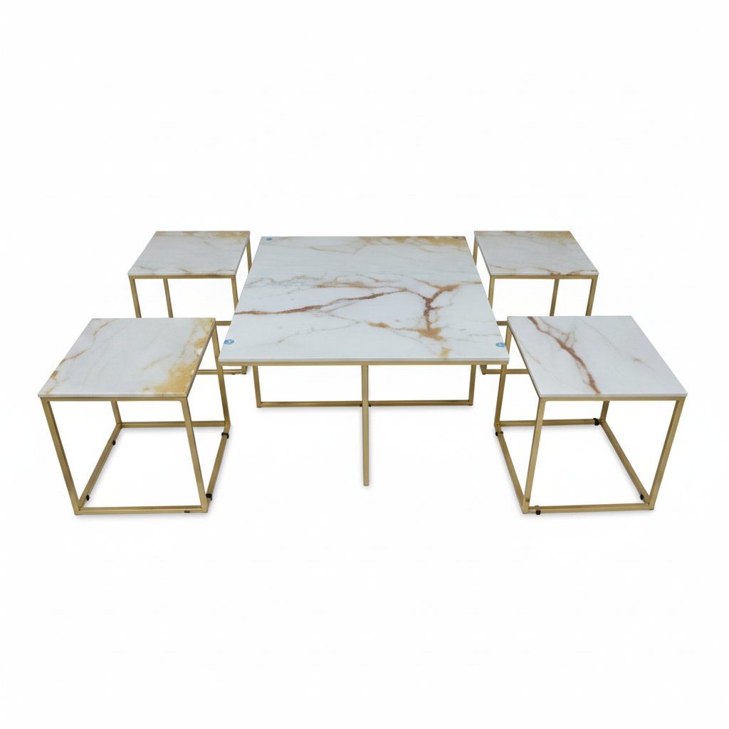 Sintered Stone Coffee Table with Golden Base | IH 15 (1+4 Set)