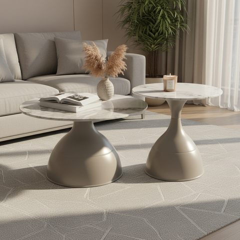 Coffee Table Set of 2 | IH 502 | Grey Nesting Coffee Tables (70×70×46.5 & 50×50×55 cm)