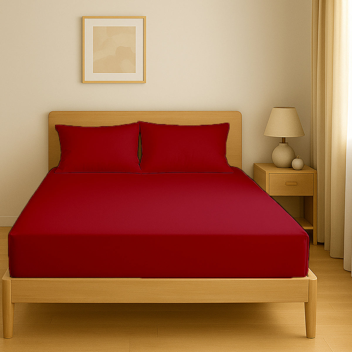 Premium Dyed Fitted Sheet Set 180x200cm UAE | Dubai Abu Dhabi Sharjah Delivery | INFINI HOMES Maroon