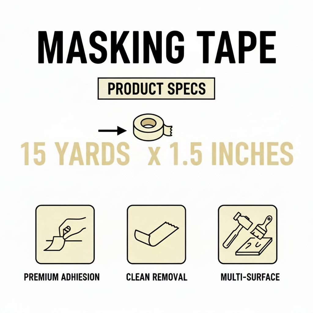 Masking Tape 15 yd x 1.5 inches - Premium Quality by Infini Homes