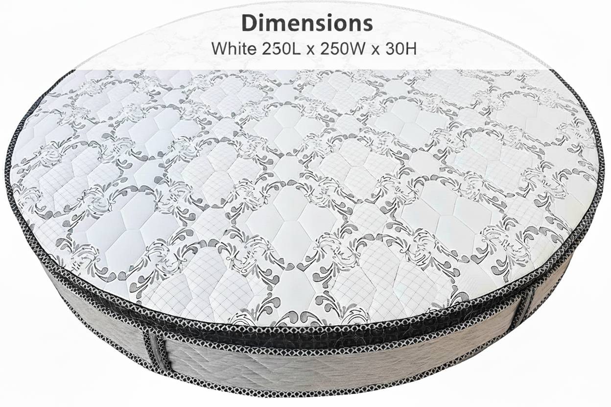 INFINI HOMES Premium High Density Foam Round Mattress - White 250L x 250W x 30H
