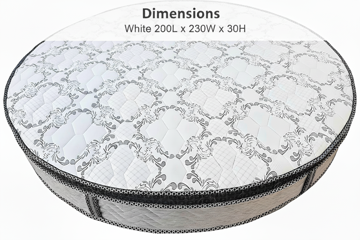 INFINI HOMES Premium High Density Foam Round Mattress - White 200L x 200W x 30H