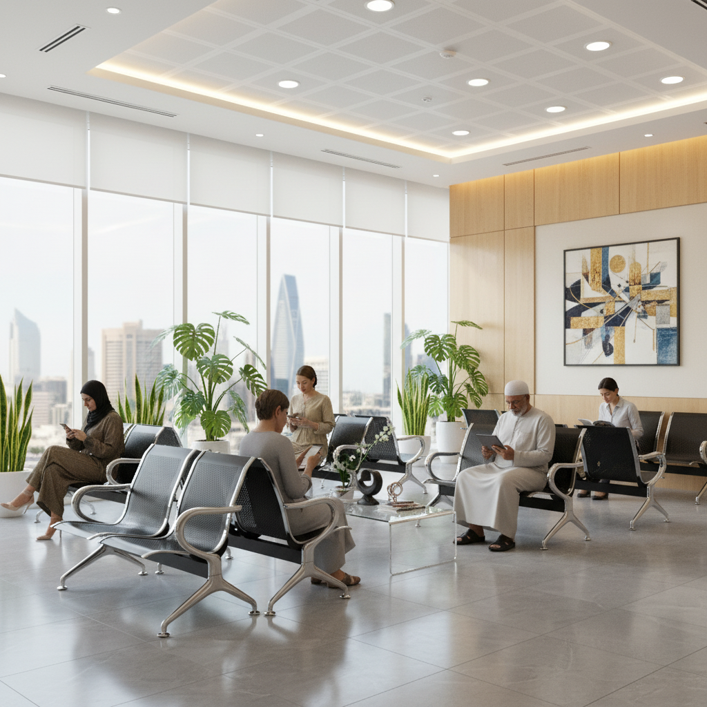 Airport Chair 2-Seater Steel Black | Waiting Room Seating UAE