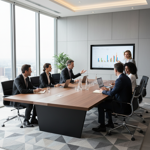 Meeting Table 2.4M Coffee & Khaki | Premium Office Furniture UAE
