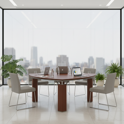 Meeting Table Cherry Wood 120x120cm | Premium Office Furniture UAE