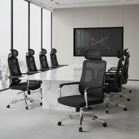 Ergonomic Mesh Office Chair with Headrest - High Back Executive Chair UAE | Chrome Base | IH A-215-S