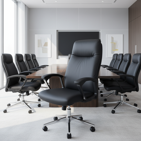 Executive Office Chair High Back PU Leather Boss Chair UAE | Chrome Base Ergonomic Desk Chair | IH A35