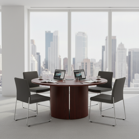 Round Boardroom Table Dubai City View – Wooden Meeting Desk UAE | INFINI HOMES