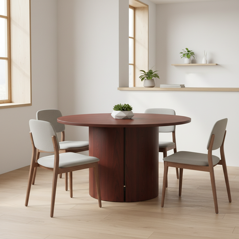 Round Wooden Meeting Table Scandinavian Style – Office Furniture UAE | INFINI HOMES