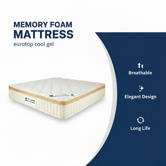INFINI HOMES Premium Eurotop Cool Gel Memory Foam Mattress - Short Queen 150x190x30cm
