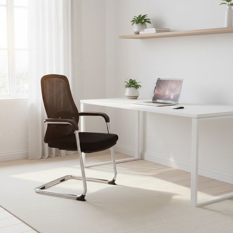 Ergonomic Mesh Visitor Chair for Home Office in UAE – Black & Grey | IH 202 | INFINI HOMES