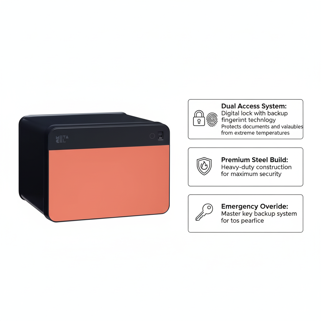 METACEL Fire Resistant Safe MC-020C1 RED - Digital Lock Fingerprint Sensor UAE | Dubai Abu Dhabi Sharjah