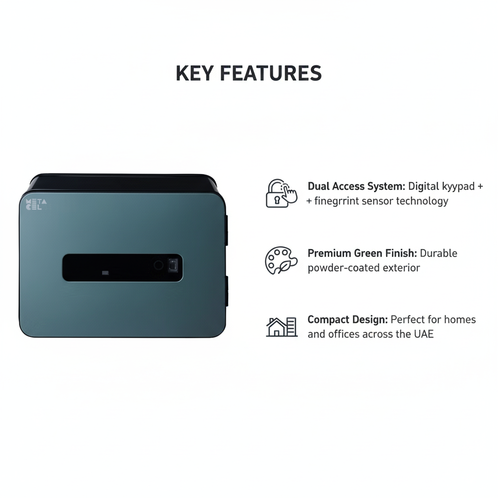 METACEL Fire Resistant Safe MC-020PR Green - Digital Lock & Fingerprint - UAE Delivery