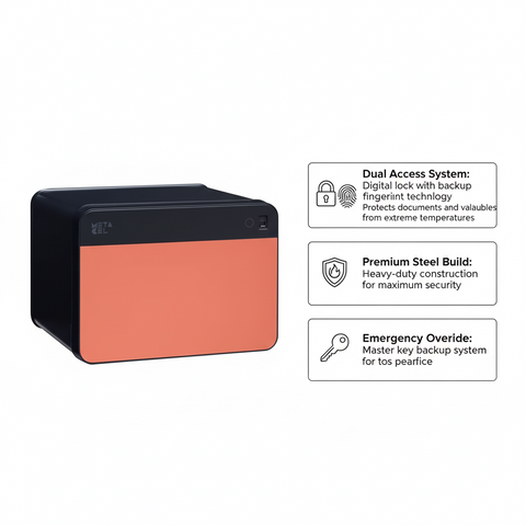 METACEL Fire Resistant Safe MC-020C1 RED - Digital Lock Fingerprint Sensor UAE | Dubai Abu Dhabi Sharjah