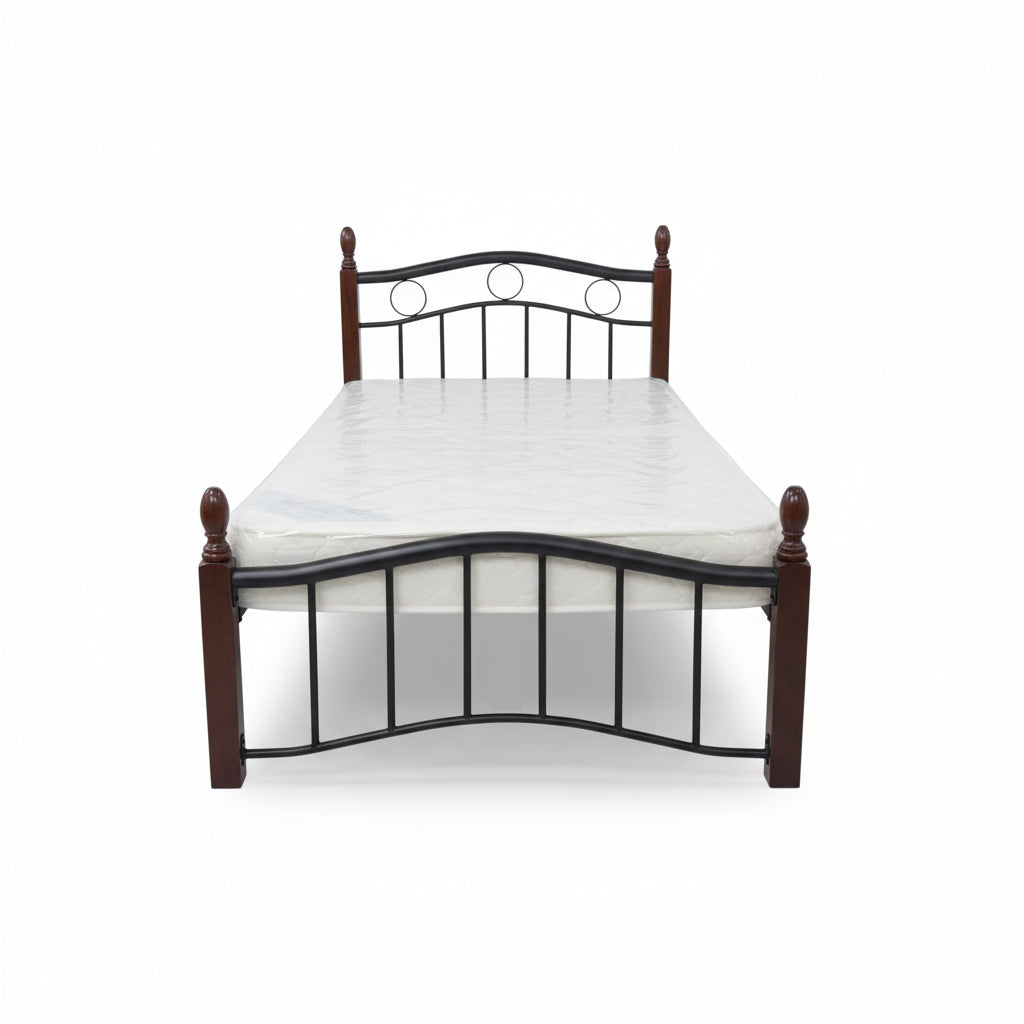 Premium Wooden Steel Bed Frame Single Size 190x90x75cm | UAE Delivery to Dubai, Abu Dhabi, Sharjah | Modern Bedroom Furniture