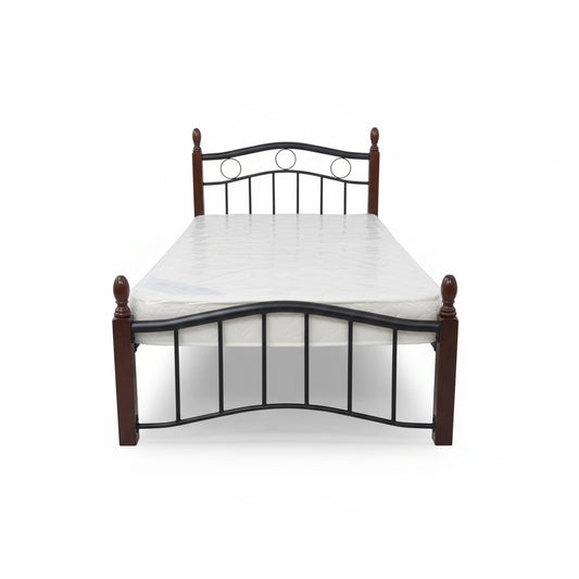 Premium Wooden Steel Bed Frame Single Size 190x90x75cm | UAE Delivery to Dubai, Abu Dhabi, Sharjah | Modern Bedroom Furniture