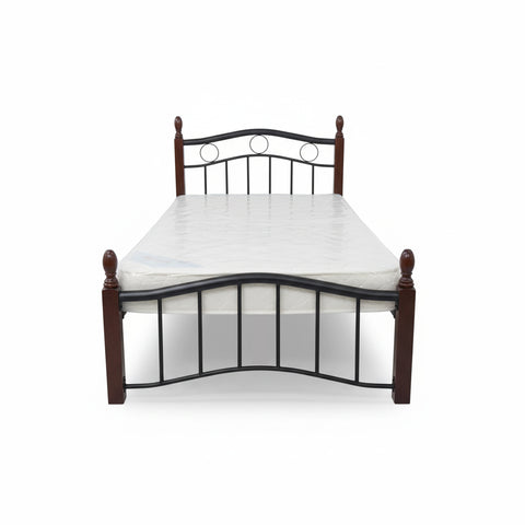 Premium Wooden Steel Bed Frame Single Size 190x90x75cm | UAE Delivery to Dubai, Abu Dhabi, Sharjah | Modern Bedroom Furniture