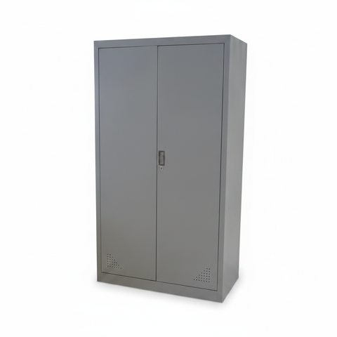Metal Swing Door Wardrobe IH FC03 Grey – Closed Front View | Buy Wardrobe UAE | INFINI HOMES