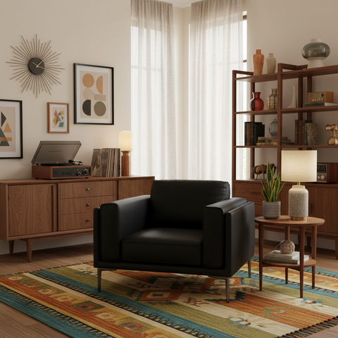 AIKA Single Seater Leatherette Sofa - Black