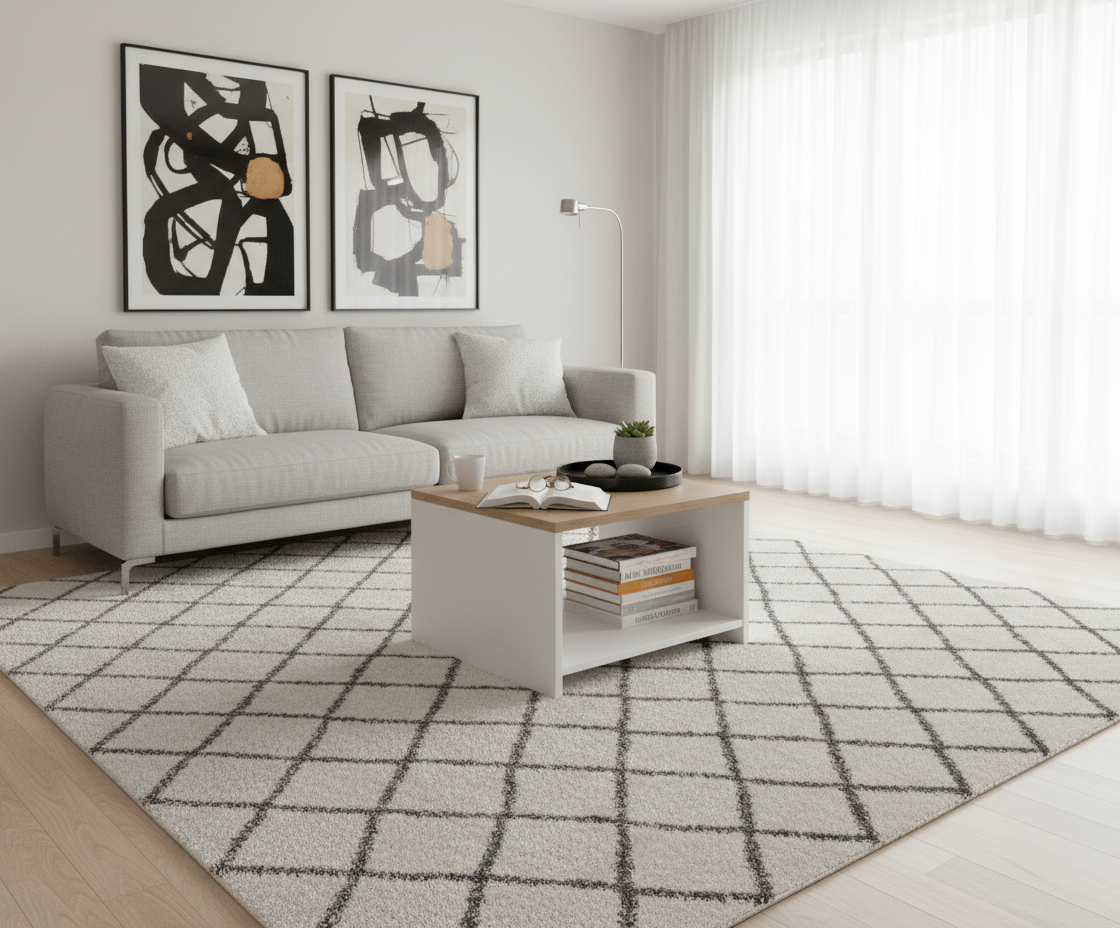 INFINI HOMES Coffee Table UAE - Model BX03-CT40 Oak White 60x60cm Dubai Abu Dhabi Sharjah