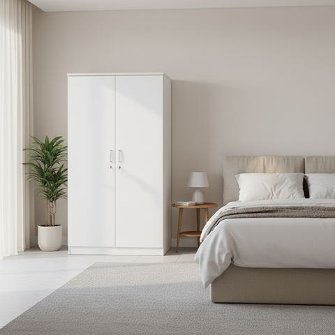 INFINI HOMES IH 922 Two Door Wardrobe in minimalist bedroom setting – Modern Wardrobe UAE all emirates delivery