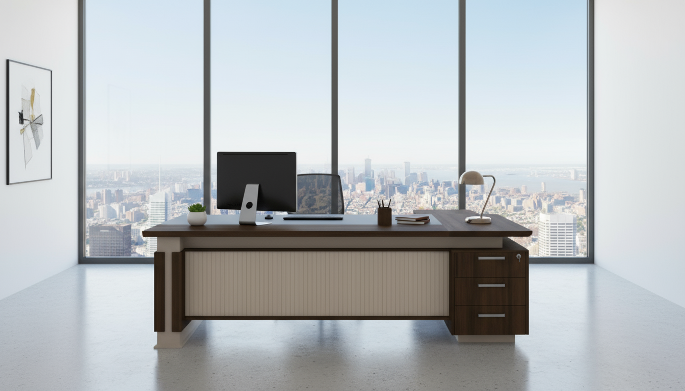 L-Shaped Office Desk 220x220cm with Mobile Drawer - Premium Executive Table UAE | INFINI HOMES