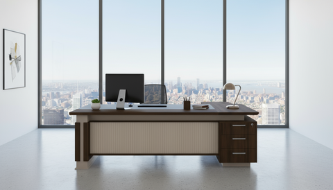 L-Shaped Office Desk 220x220cm with Mobile Drawer - Premium Executive Table UAE | INFINI HOMES