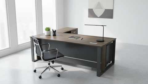 Office Desk with Side Table 160x80cm - Modern Executive Workstation Dubai UAE | INFINI HOMES