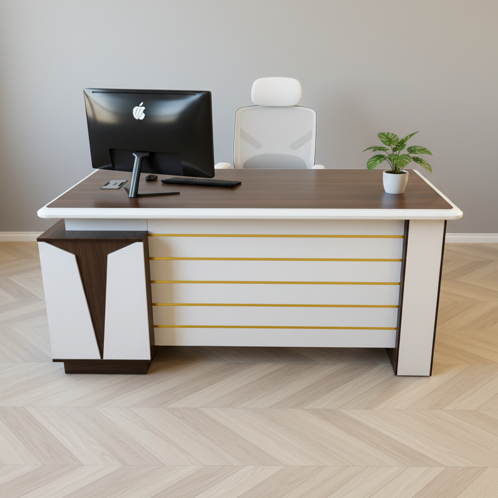 Wenge Light Grey Office Table IH 723 | Premium Office Furniture UAE