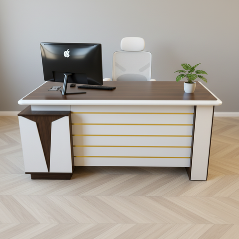 Wenge Light Grey Office Table IH 723 | Premium Office Furniture UAE