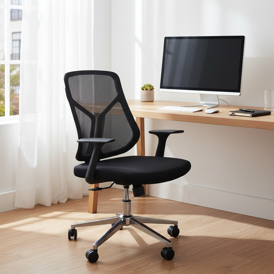 Medium Back Mesh Office Chair UAE | Ergonomic Chrome Base | Dubai Office Furniture | IH A336