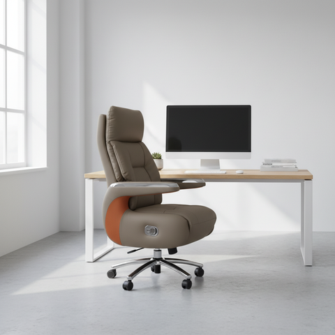 IH-BOSS-55 Cream Executive Chair in Minimalist Office Interior – Office Furniture UAE | INFINI HOMES