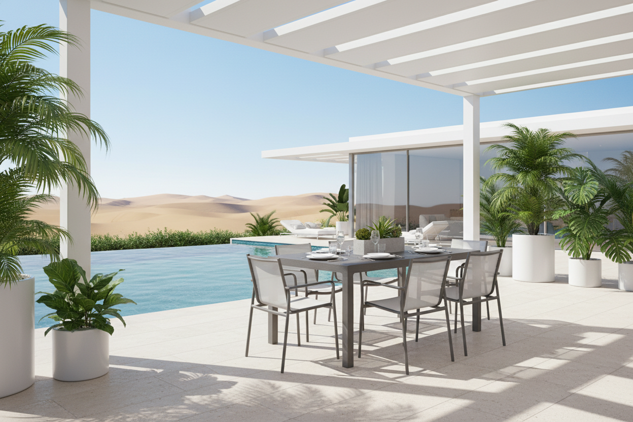 Cedargrain 6 Seater Outdoor Dining Table Dark Brown - Premium Resin Furniture UAE | Dubai Abu Dhabi Sharjah