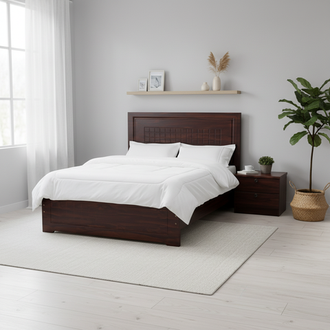 Wooden Single Bed Scandinavian Bedroom Style UAE – Dark Walnut Bed Frame Dubai Abu Dhabi