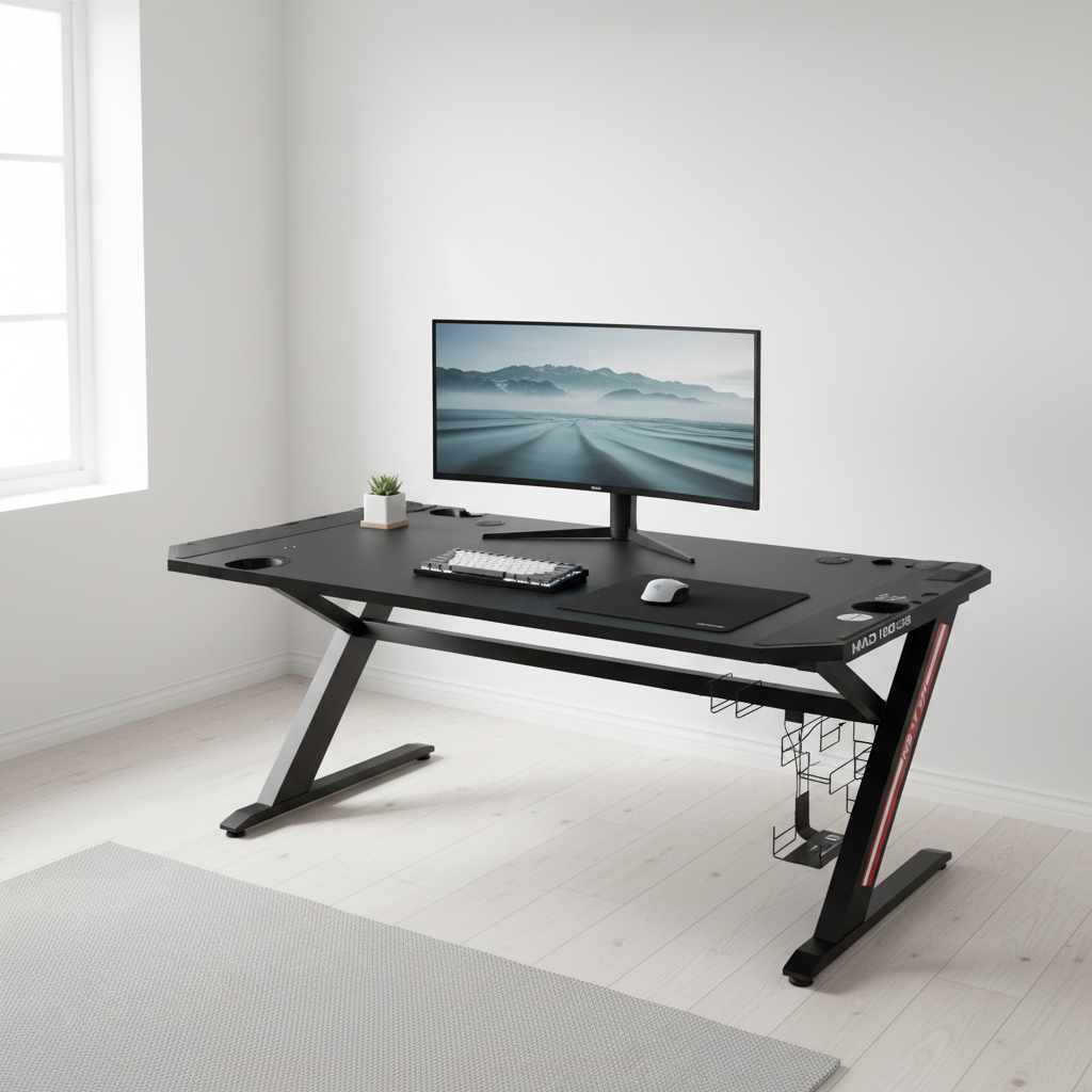 Gaming Table with LED Light Black 120x60x75cm - UAE Wide Delivery