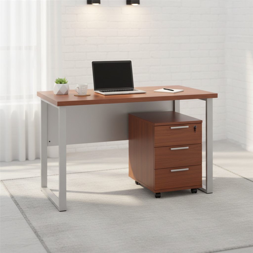 Office Desk 1.2m Cherry White | Premium Workstation UAE | INFINI HOMES