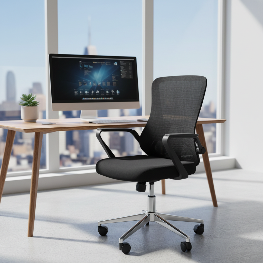 Medium Back Mesh Office Chair UAE | Ergonomic Chrome Base | Dubai Abu Dhabi | IH 1035
