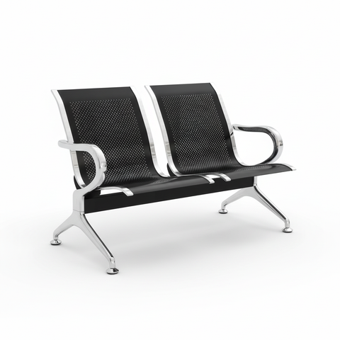 Airport Chair 2-Seater Steel Black | Waiting Room Seating UAE