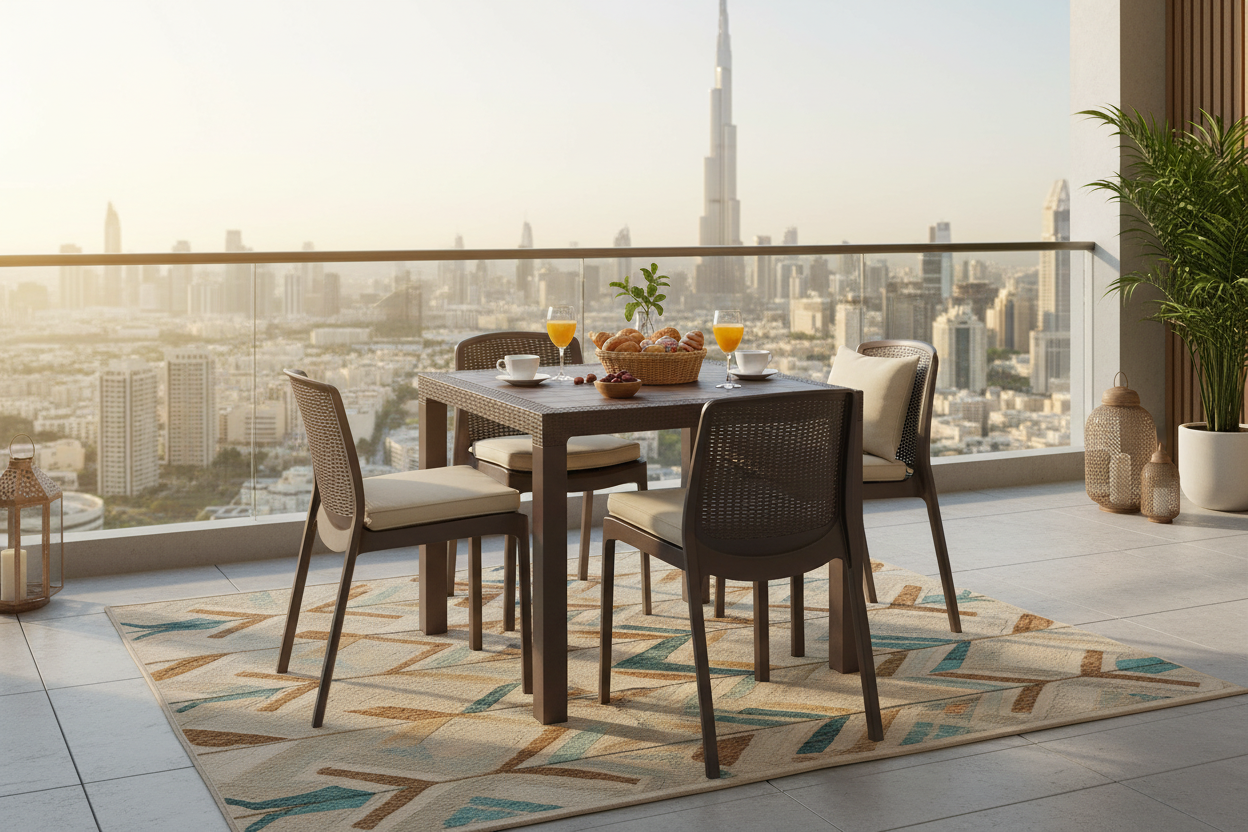 Cedarattan 4 Seater Outdoor Dining Set Dubai UAE - Dark Brown Weatherproof Patio Furniture